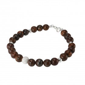 Bracelet Bronzite 6mm Argent Ce bracelet est composé pierres 6mm, 4 perles facettées Argent 4mm diamètre d un perle argent...
