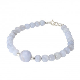 Bracelet Calcédoine 6-10mm Argent Ce bracelet est composé pierres 6mm d une pierre 10mm son centre Elle est séparée par 2 ...