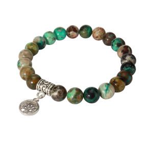 Bracelet Chrysocolle 8mm et Breloque Arbre de Vie