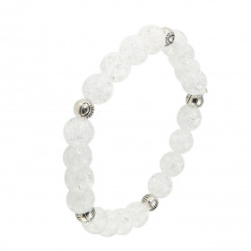 Bracelet Cristal de Roche 8mm et Oeil porte bonheur. Ce Bracelet est composé de 20 perles de 8mm en Cristal de roche craqu...
