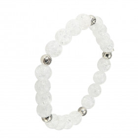 Bracelet Cristal Roche 8mm Oeil porte bonheur Ce Bracelet est composé 20 perles 8mm Cristal roche craquelé 5 intercalaires...