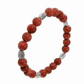 Bracelet Cuivre Rouge 8mm Motif Feuille Ce Bracelet est composé 20 perles 8mm Cuivre Rouge 5 intercalaires métal représent...