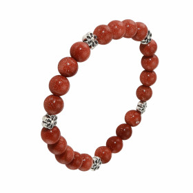 Bracelet Cuivre Rouge 8mm et Motif Fleur