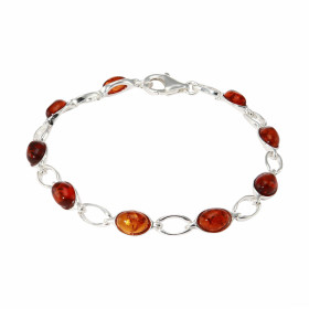 Bracelet en Argent 925 et Ambre. Pierres de forme ovale. Dimensions des pierres : 7x5mm. Longueur du bracelet : 18cm .Larg...