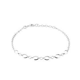 Bracelet argent maille forcat au centre une succession petits maillons ronds ovales altérnés Largeur: 4mm Longueur: 18cm