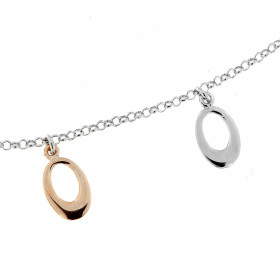 Bracelet breloques ovales argent rhodié argent rosé alternés Dimension d une breloque (Lxh) : 8x15 mm Longueur bracelet : ...