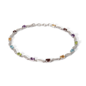  Bracelet Or Blanc 375 Pierres fines Ce bracelet est serti pierres fines ovales 4x3mm espacées par des motifs ondulés les ...