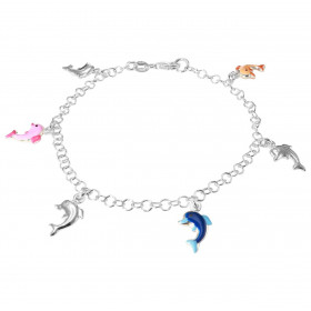 Bracelet Enfant Argent dauphins multicolores en émail