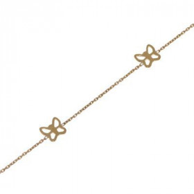  Bracelet enfant Or Jaune motifs papillions Largeur maille : 0,8mm Longueur du bracelet : 16cm - Anneau interm&eacute;diai...