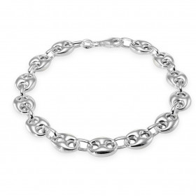 Bracelet grains de café en Argent 925. Largeur de la maille grains de café : 7.2mm. Longueur du bracelet : 19cm