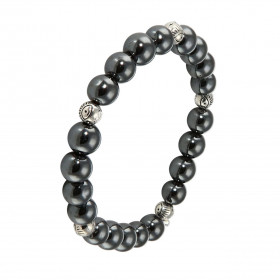 Bracelet Hematite 8mm et Oeil porte bonheur. Ce Bracelet est composé de 20 perles de 8mm en Hematite et de 5 intercalaires...
