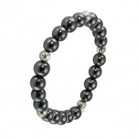 Bracelet Hematite 8mm et Oeil porte bonheur