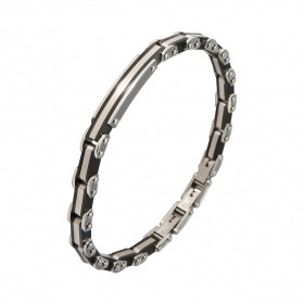 Bracelet Acier gris noir Largeur du bracelet : 7mm Longueur du Bracelet ajustable à 20 ou 21cm