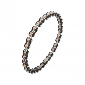 Bracelet Acier gris, rose et noir type chaine de vélo. Largeur du bracelet : 6,2mm. Longueur du Bracelet ajustable à 19, 2...