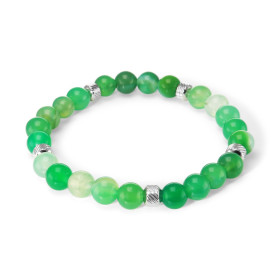 Bracelet Homme Agate Verte 8mm billes striées acier Ce Bracelet est composé perles 8mm perles striées acier Il est monté s...