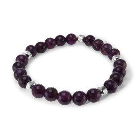 Bracelet Homme Améthyste 8mm billes striées acier Ce Bracelet est composé perles 8mm perles striées acier Il est monté sur...