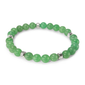 Bracelet Homme Aventurine 8mm billes striées acier Ce Bracelet est composé perles 8mm perles striées acier Il est monté su...
