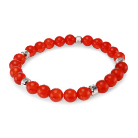 Bracelet Homme Cornaline 8mm billes striées acier Ce Bracelet est composé perles 8mm perles striées acier Il est monté sur...