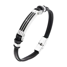 Bracelet Acier et Cuir pour Homme Bracelet Acier et Cuir pour Homme