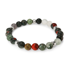 Bracelet Homme Jaspe Heliotrope 8mm billes striées acier Ce Bracelet est composé perles 8mm perles striées acier Il est mo...