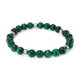 Bracelet Homme Malachite 8mm billes striées acier Ce Bracelet est composé perles 8mm perles striées acier Il est monté sur...