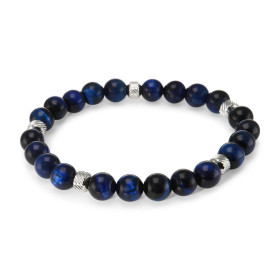 Bracelet Homme Oeil Tigre bleu 8mm billes striées acier Ce Bracelet est composé perles 8mm perles striées acier Il est mon...
