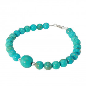Bracelet Howlite 6-10mm Argent Ce bracelet est composé pierres 6mm d une pierre 10mm son centre Elle est séparée par 2 per...