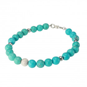 Bracelet Howlite Bleue 6mm Argent Ce bracelet est composé pierres 6mm, 4 perles facettées Argent 4mm diamètre d une perle ...