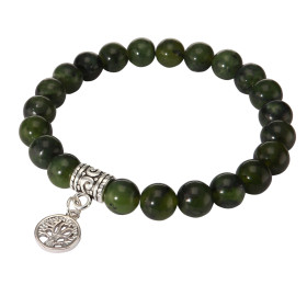 Bracelet Jade 8mm Breloque Arbre Vie Ce Bracelet est composé 23 perles 8mm d une breloque métal représentant un arbre vie ...