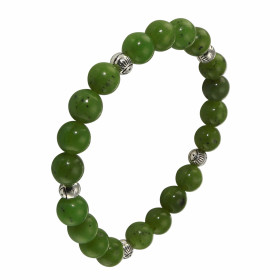  Bracelet Jade 8mm Motif Oeil Porte Bonheur Ce Bracelet est composé 20 perles 8mm Jade Chine 5 intercalaires métal représe...