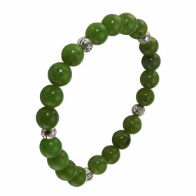 Bracelet Jade 8mm et Motif Oeil Porte Bonheur