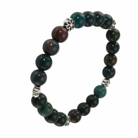 Bracelet Jaspe Sanguin 8mm Motif Fleur Ce Bracelet est composé 20 perles 8mm Jaspe Sanguin 5 intercalaires métal représent...