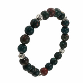Bracelet Jaspe Sanguin 8mm Motif Oeil Porte Bonheur Ce Bracelet est composé 20 perles 8mm Jaspe Sanguin 5 intercalaires mé...