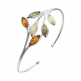  Bracelet Jonc Ambre Multicolore Argent 925 Bracelet Jonc Argent 925 Ambre différentes couleurs (cognac, miel vert) Dimens...