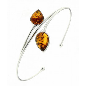  Bracelet Jonc Ambre Poire Argent 925 Bracelet Jonc Argent 925 Ambre couleur cognac 2 ambres taillées poire Dimensions des...