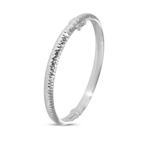 Bracelet jonc argent rhodié ciselé d une largeur 6mm Dimensions intérieures : 54x60mm (pour poignets 17 à 19cm) Système d ...