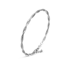 Bracelet jonc argent rhodié torsadé d une largeur 3mm Dimensions intérieures : 48x57mm(pour poignets 17 à 19cm) Système d ...