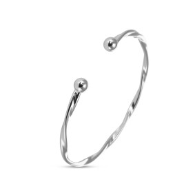 Bracelet jonc argent rhodié torsadé d une largeur 3mm Dimensions intérieures : 48x60mm(pour poignets 17 à 19cm)
