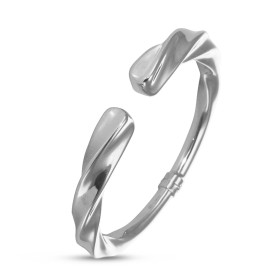 Bracelet jonc argent rhodié torsadé ouvert sur le dessus une largeur maximale 8mm Dimensions intérieures : 45x60mm (pour p...