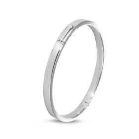Bracelet jonc argent rhodié 5mm large Dimension intérieures : 51x60mm (pour poignets 17 à 19cm) Système fermeture : cliquet