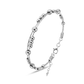 Bracelet jonc argent rhodié composé 2 fils d argent rigides boules d argent 4 5mm diamètre Dimensions intérieures : 54x54m...