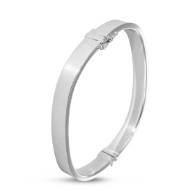 Bracelet jonc argent rhodié d une largeur 7mm Dimensions intérieures : 53x57mm (pour poignets 18 à 19cm) Système d attache...