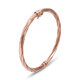 Bracelet jonc argent doré rose torsadé 925 Section ronde 4,1mm large Dimension intérieure : 53x59mm (pour poignet 17 à 20c...