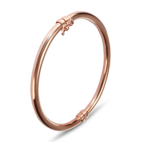 Bracelet jonc argent doré rose 925 Section ronde 4mm large Dimension intérieure : 53x59mm (pour poignet 17 à 20cm) Système...