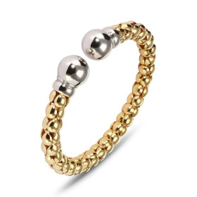Bracelet jonc argent doré 925 composé d une maille fantaisie 2 boules 12mm diamètre aux extrémités Section 7,8mm large Jon...