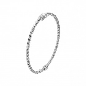 Bracelet jonc argent rhodié effet perlé Section 2,6mm large Dimension intérieure : 51x59mm (pour poignet 17 à 20cm) Systèm...