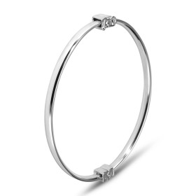 Bracelet Jonc Argent Rhodié Section Ovale 4mm