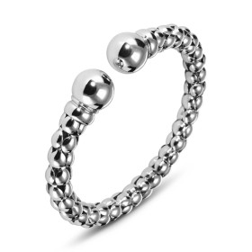 Bracelet jonc en argent rhodié 925 composé d'une maille fantaisie et 2 boules de 12mm de diamètre aux extrémités. Section ...