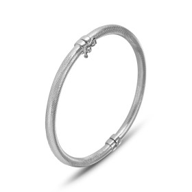 Bracelet jonc texturé argent 925 Dimension intérieure : 53x59mm (pour poignet 17 à 20cm) Système fermeture : ressort + hui...