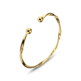 Bracelet jonc torsadé boules argent 925 doré Dimension intérieure : 53x59mm (pour poignet 17 à 20cm) Système fermeture : r...